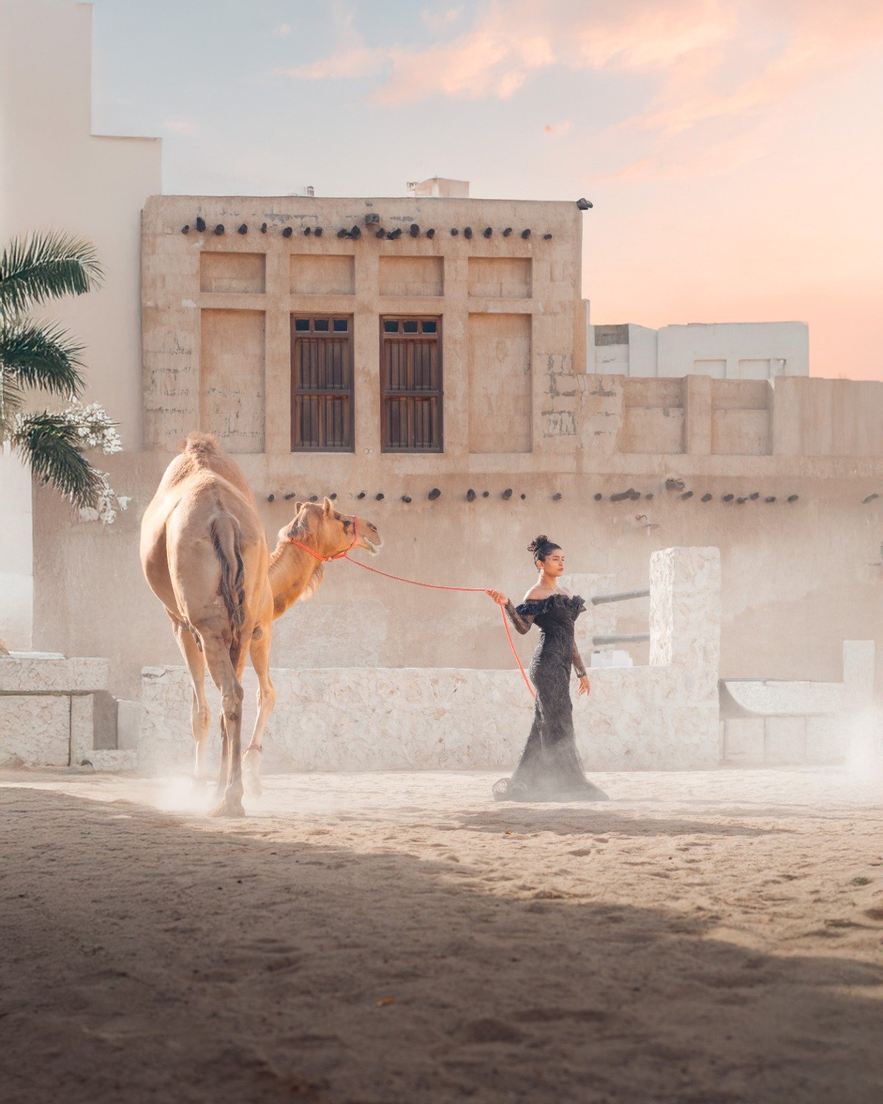Fashion photography featuring traditional Qatari attire and modern style